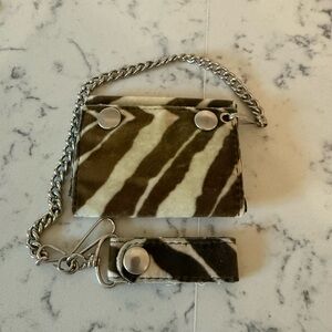 Zebra Print Wallet with Chain